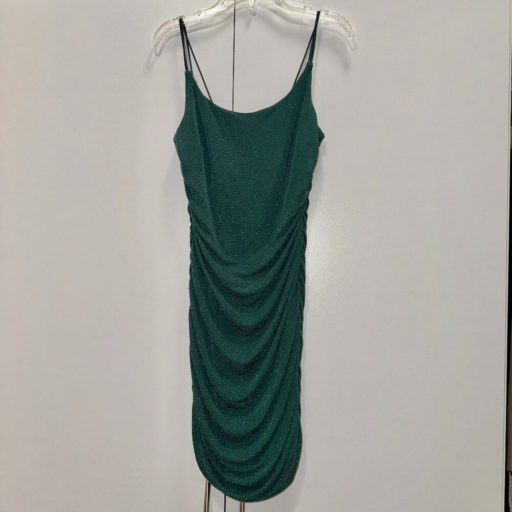 Altar'd State Roxy Cinched Glitter Dress Green
